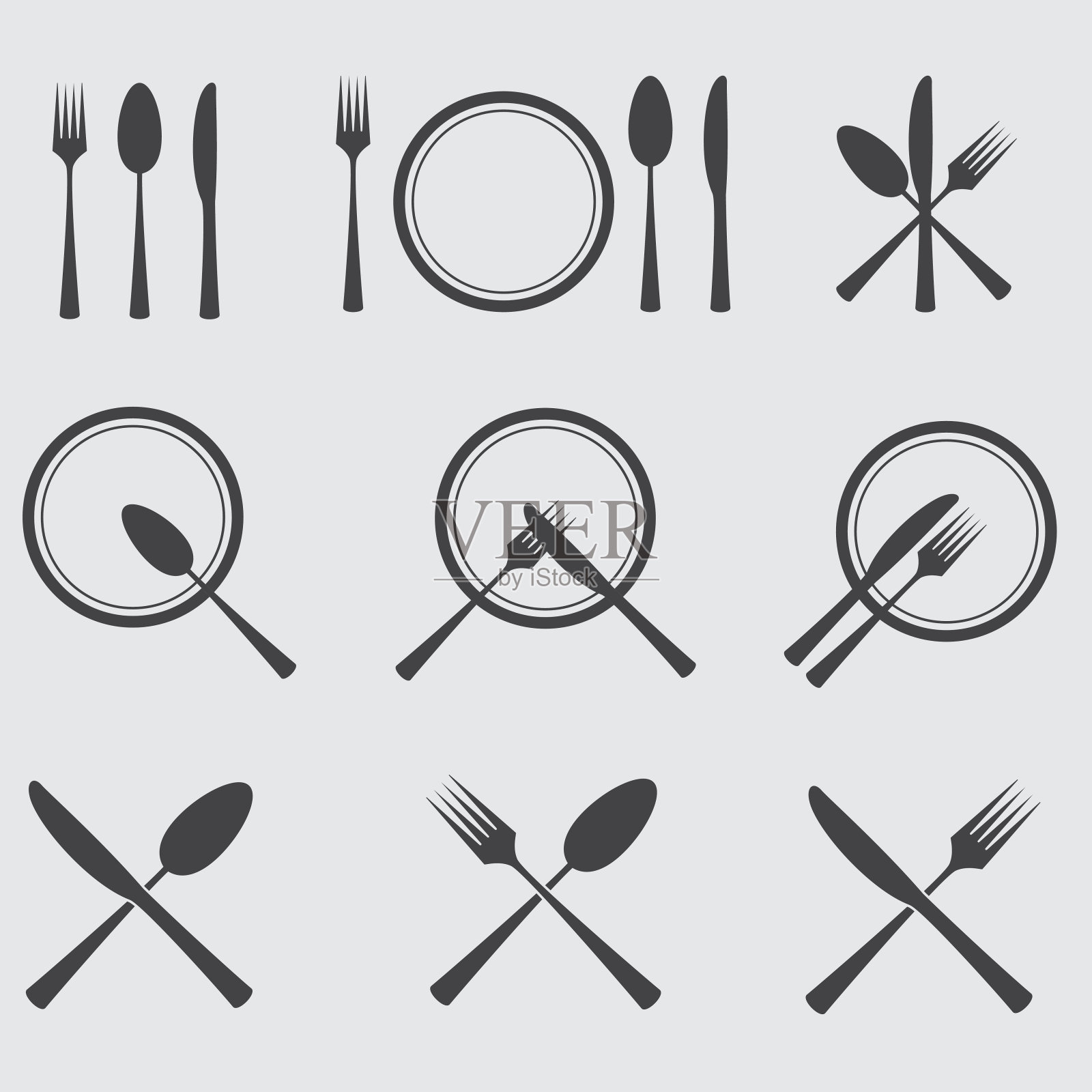 餐具图标设置插画图片素材