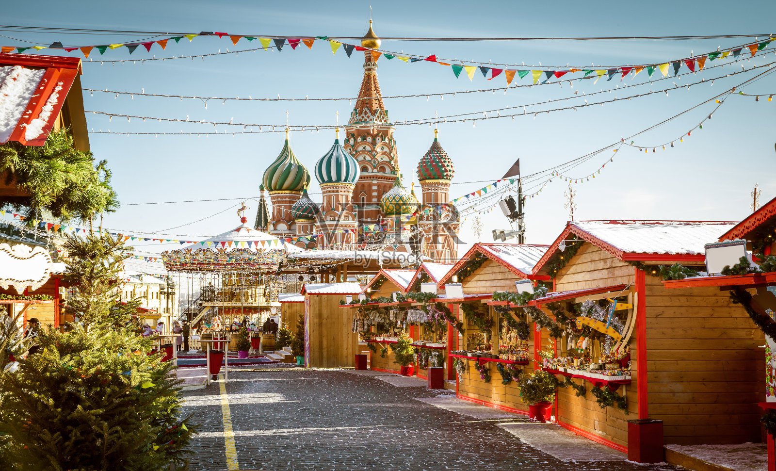 莫斯科红场上的圣诞集市照片摄影图片