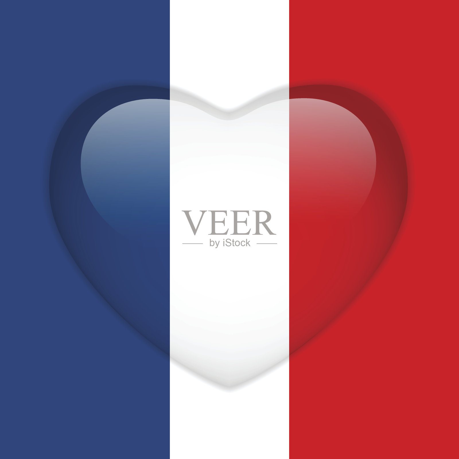法国国旗心光滑按钮插画图片素材