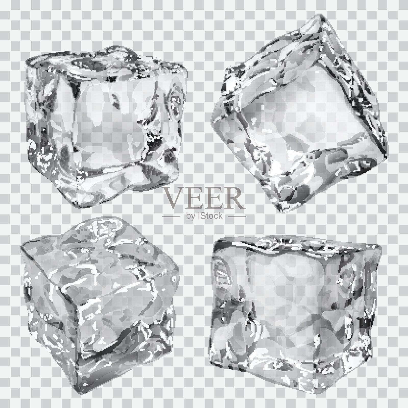 透明的灰色冰块设计元素图片