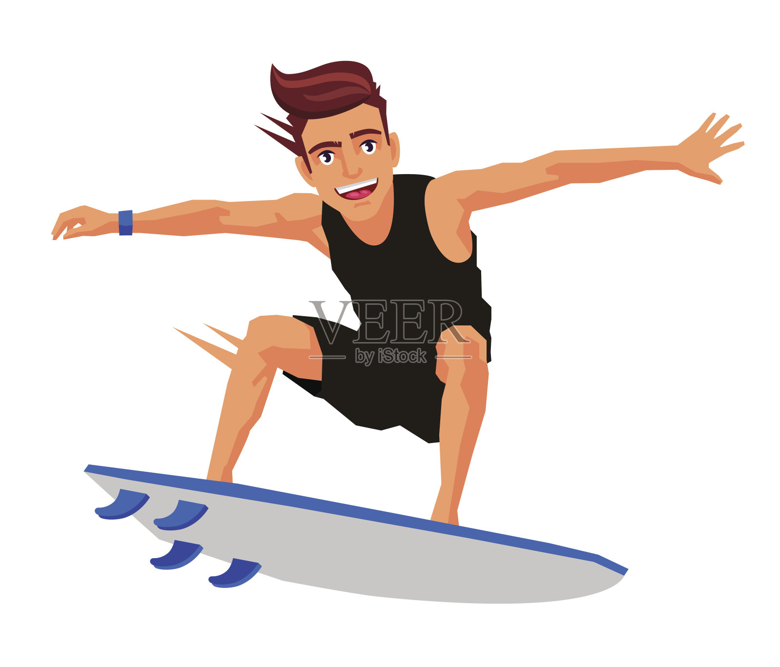冲浪板上的酷冲浪者插画图片素材