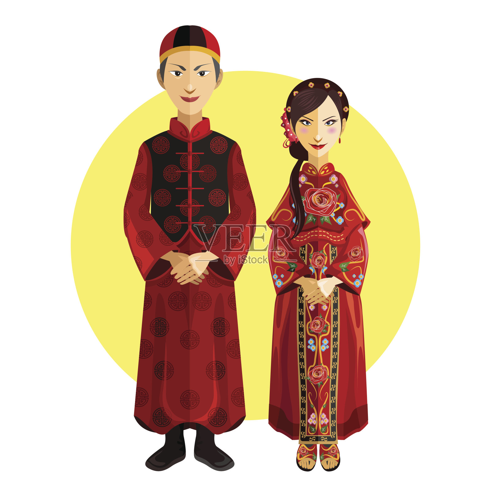 中国的婚礼服装仪式插画图片素材