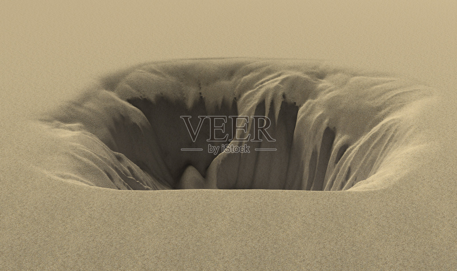 深坑沙漠3d渲染照片摄影图片