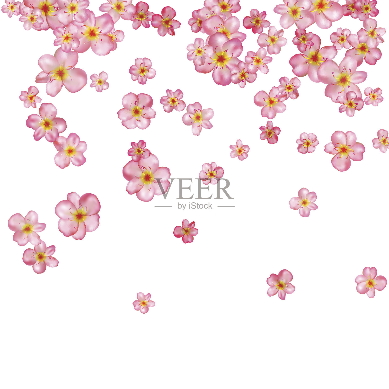 抽象背景与美丽的粉红色樱花。插画图片素材