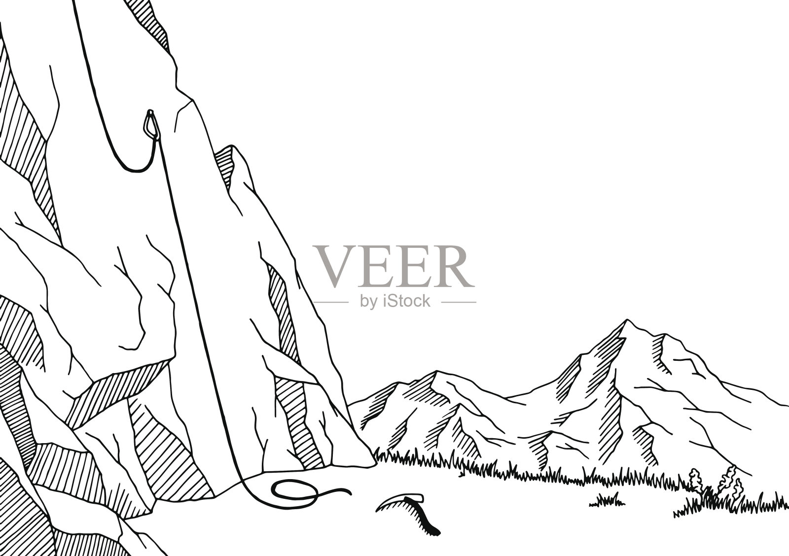山和悬崖的简笔画图片