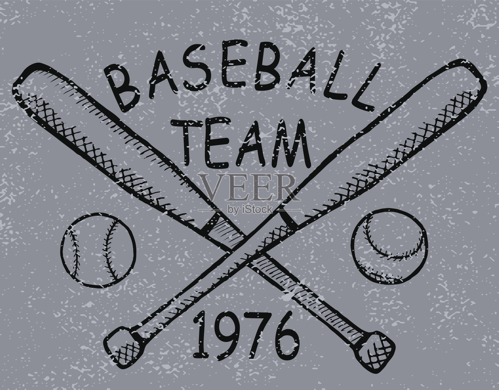 Grunge棒球设计t恤印花。设计元素图片