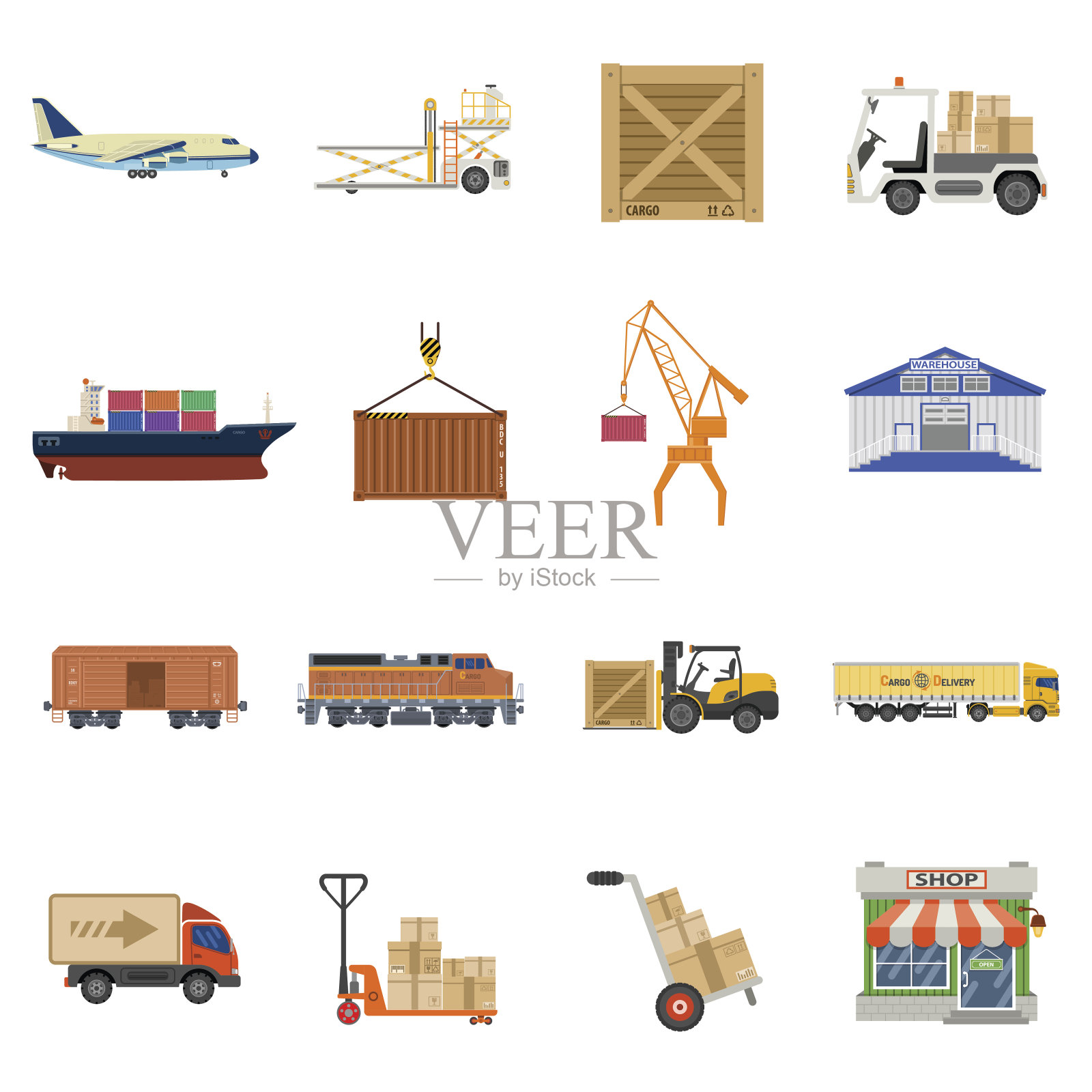 货物运输和物流图标集图标素材