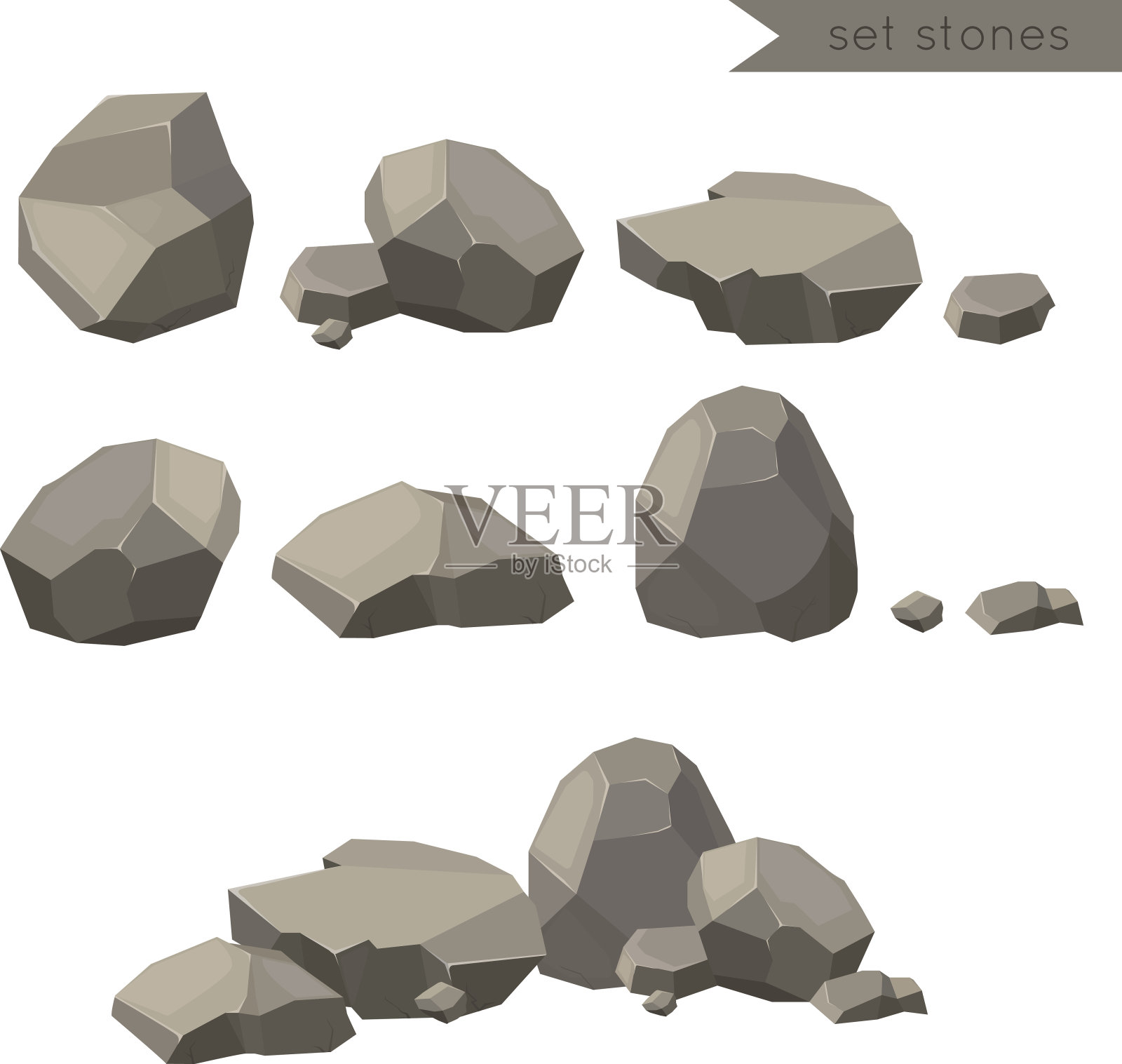 单件或堆起来以造成破坏或碎石的岩石或石块插画图片素材