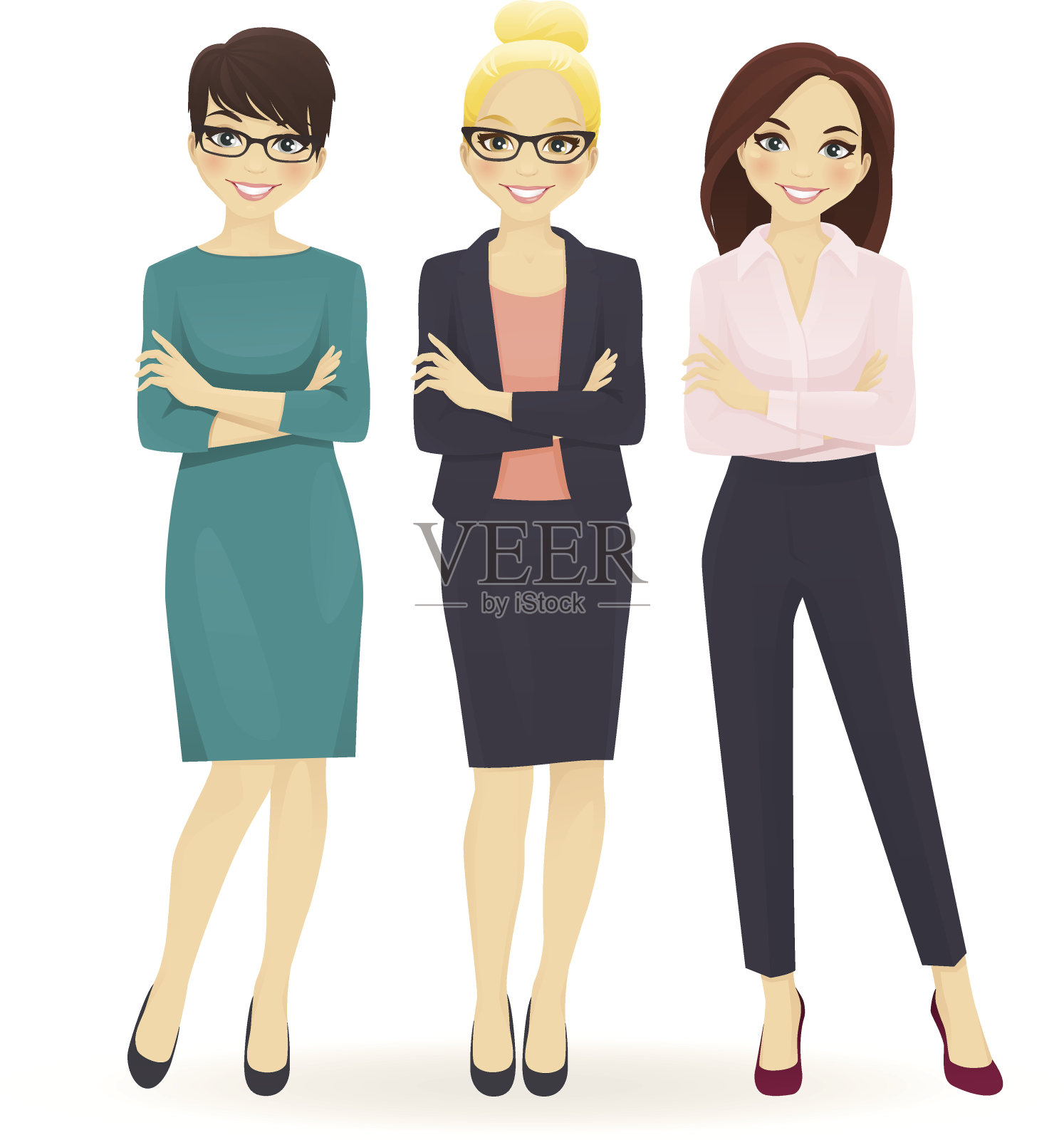 三位优雅的商务女性插画图片素材
