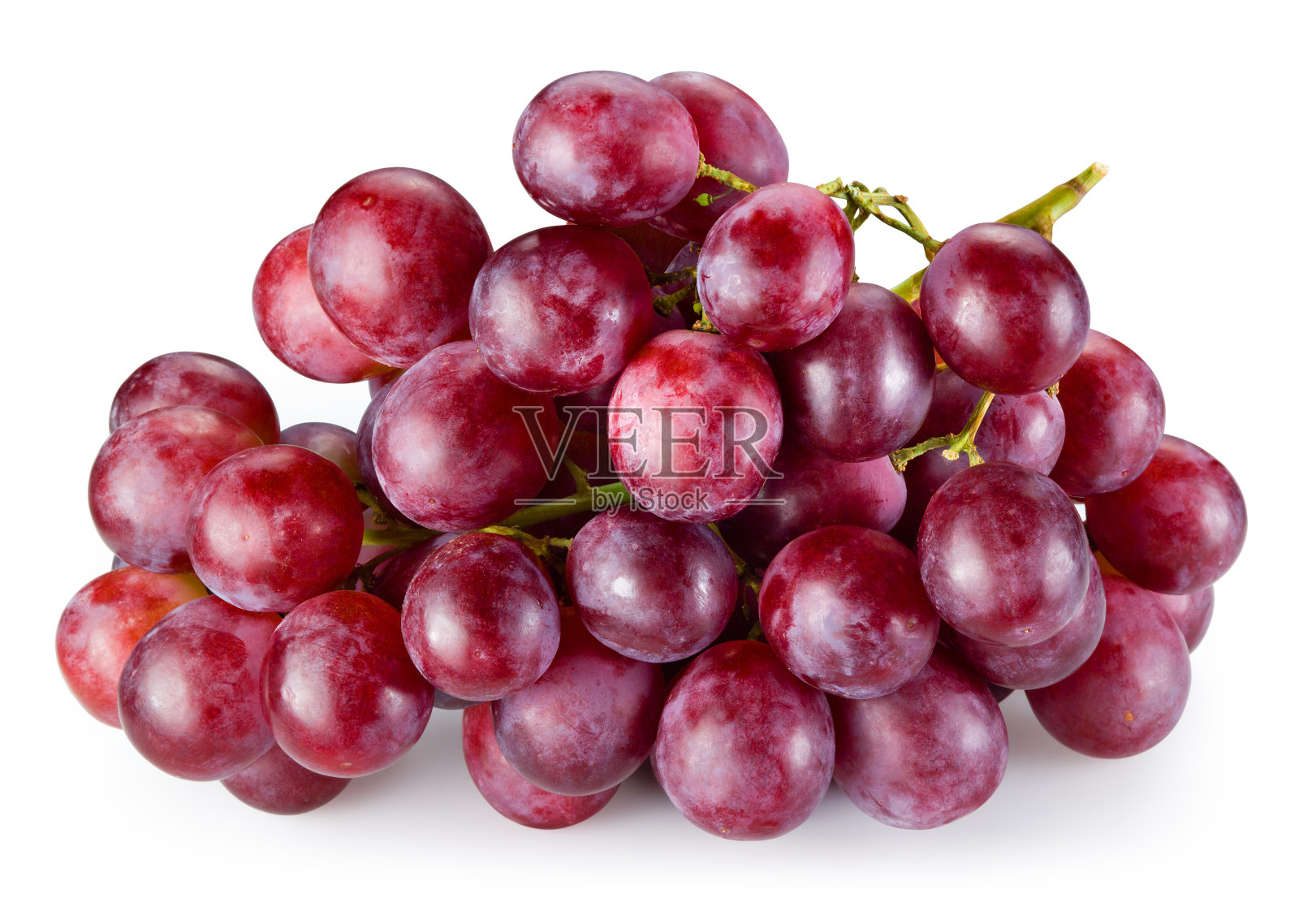 成熟的红葡萄孤立在白色背景。与剪切路径照片摄影图片