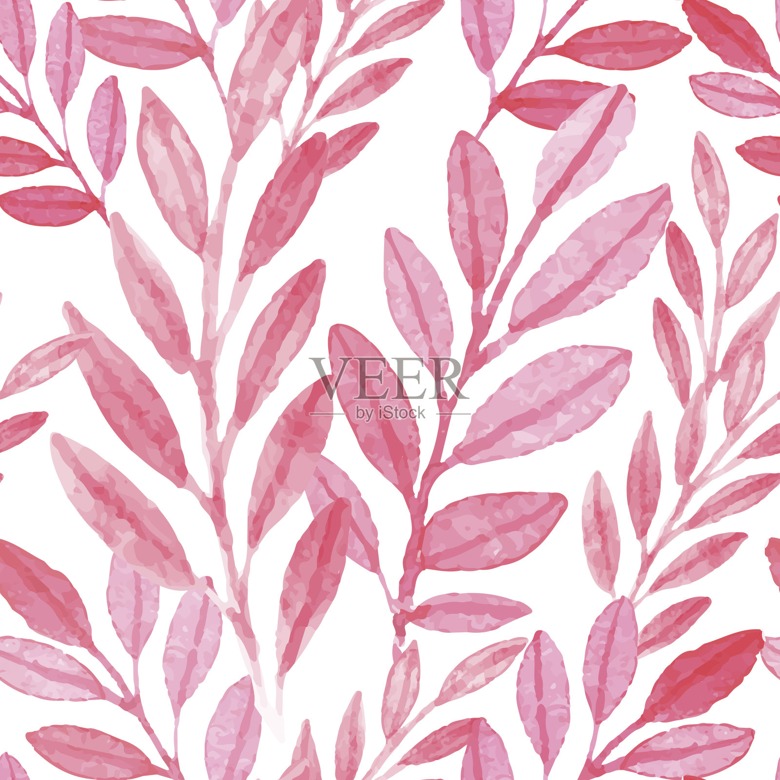 无缝向量粉红色的叶子图案插画图片素材