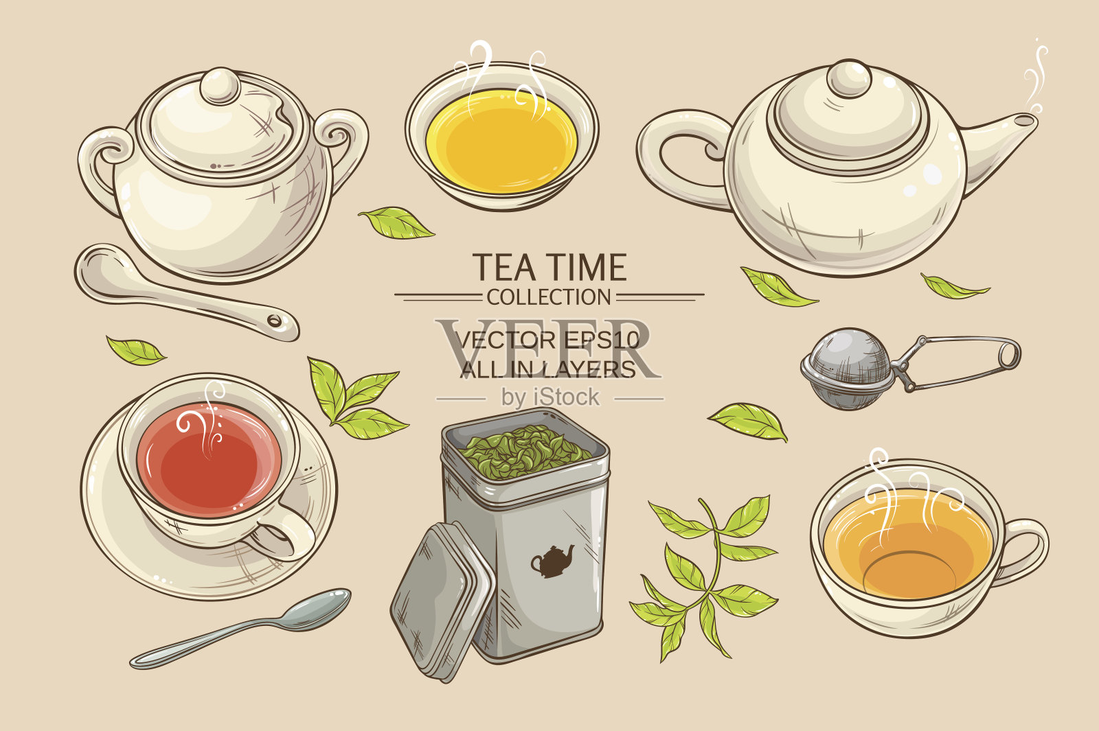 茶具插画图片素材