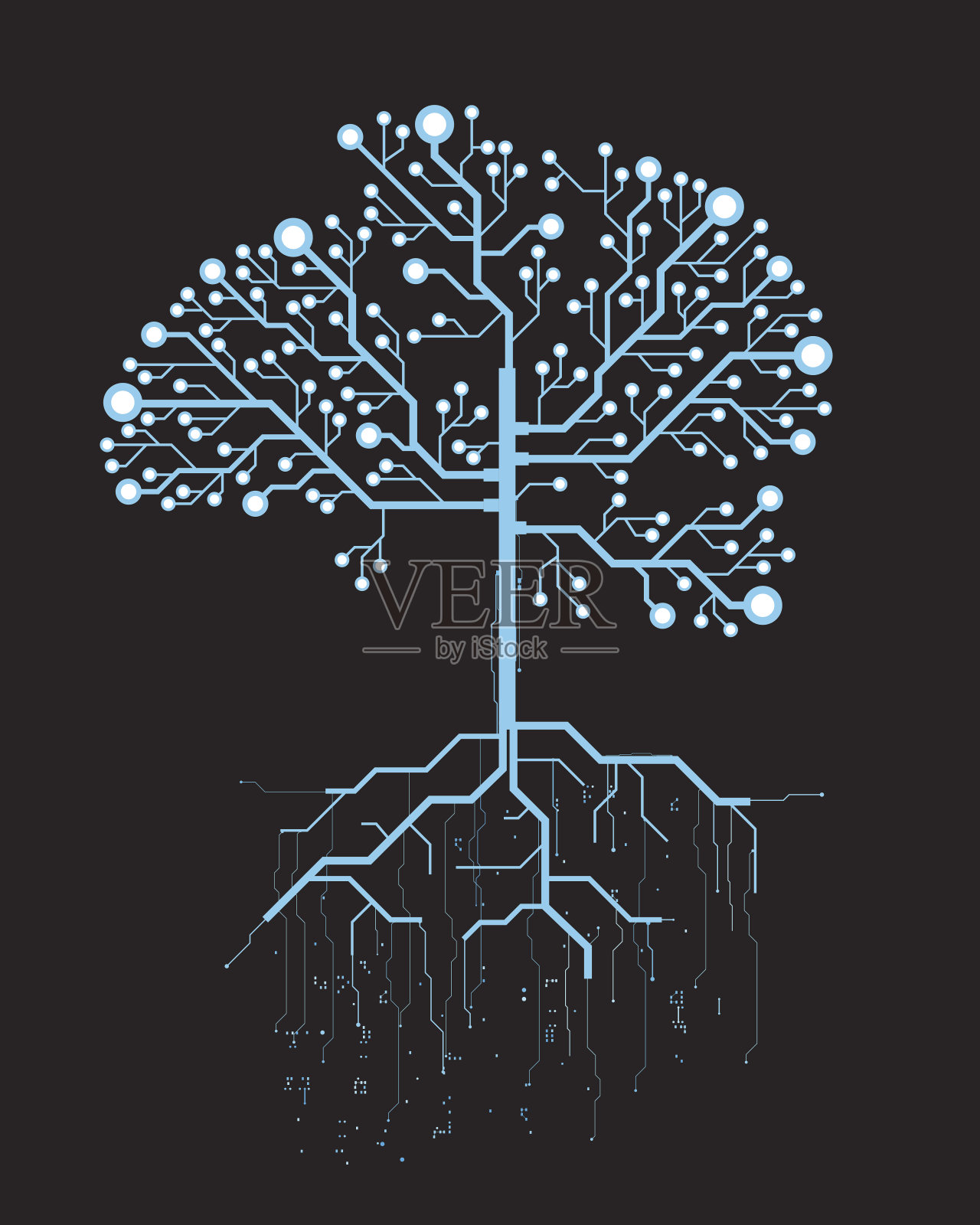 抽象树，概念向量未来的蓝色虚拟图形插画图片素材