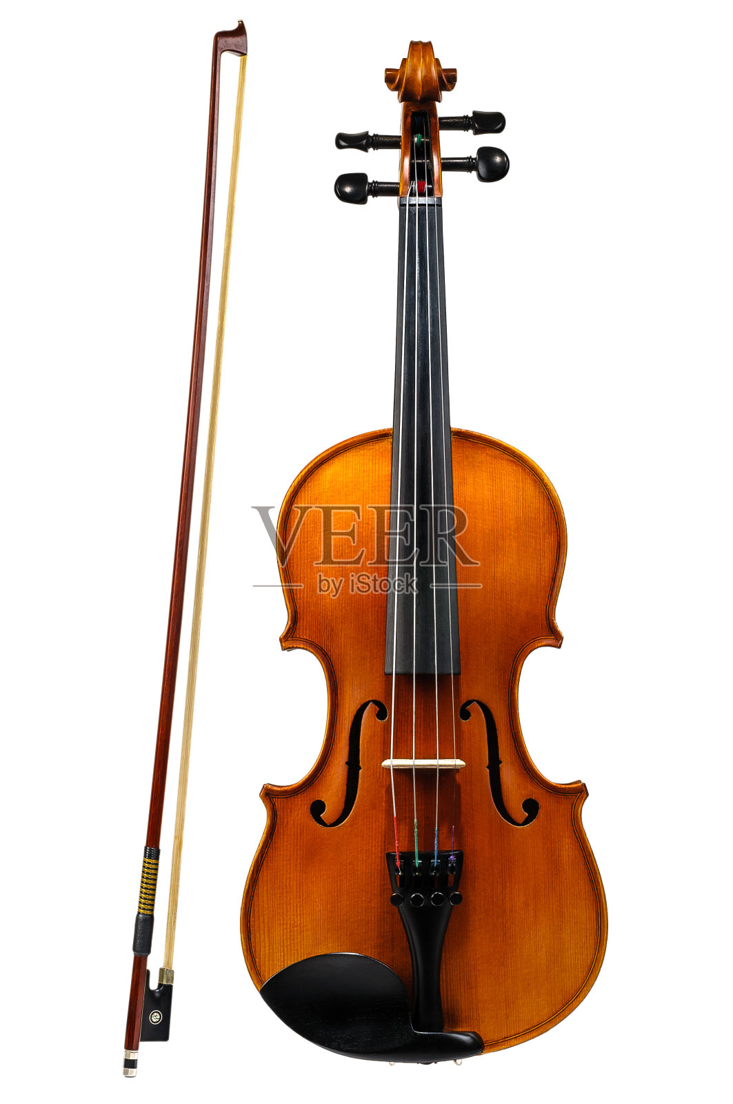 弓孤立在白色上的小提琴照片摄影图片