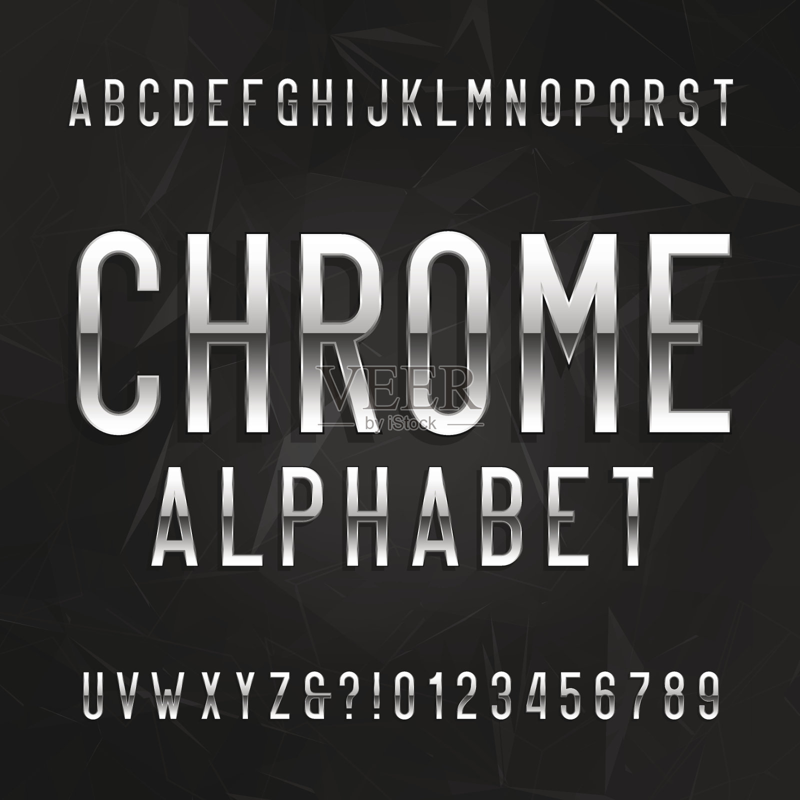Chrome字母字体插画图片素材