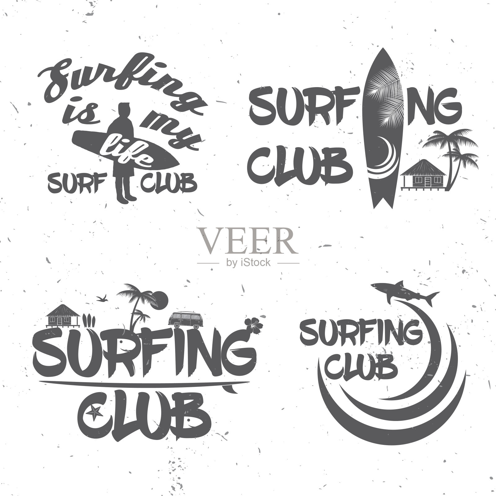 一套冲浪俱乐部的概念。插画图片素材
