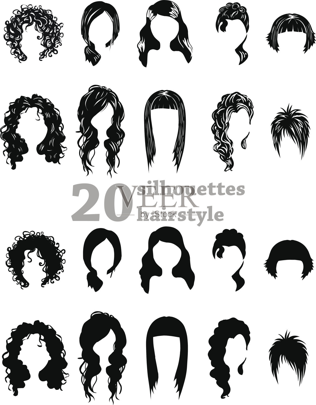 二十个轮廓发型设计元素图片