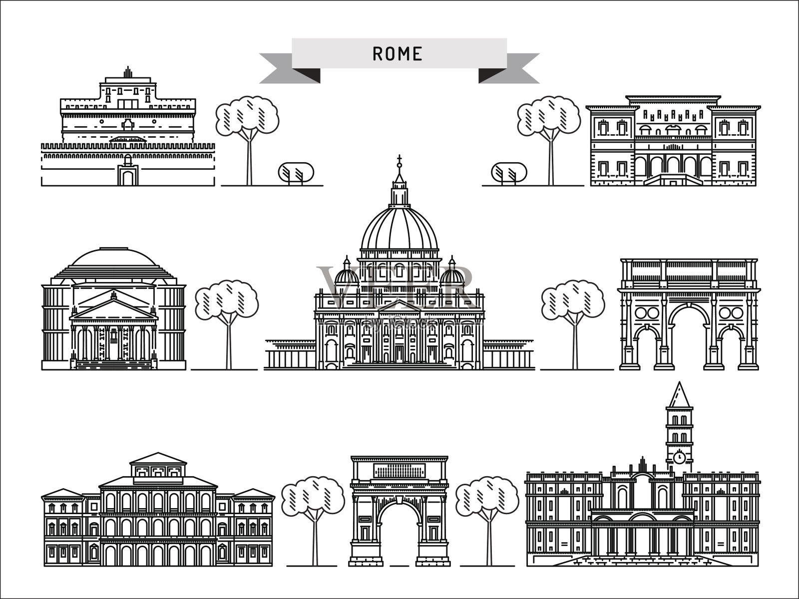 罗马的建筑插画图片素材