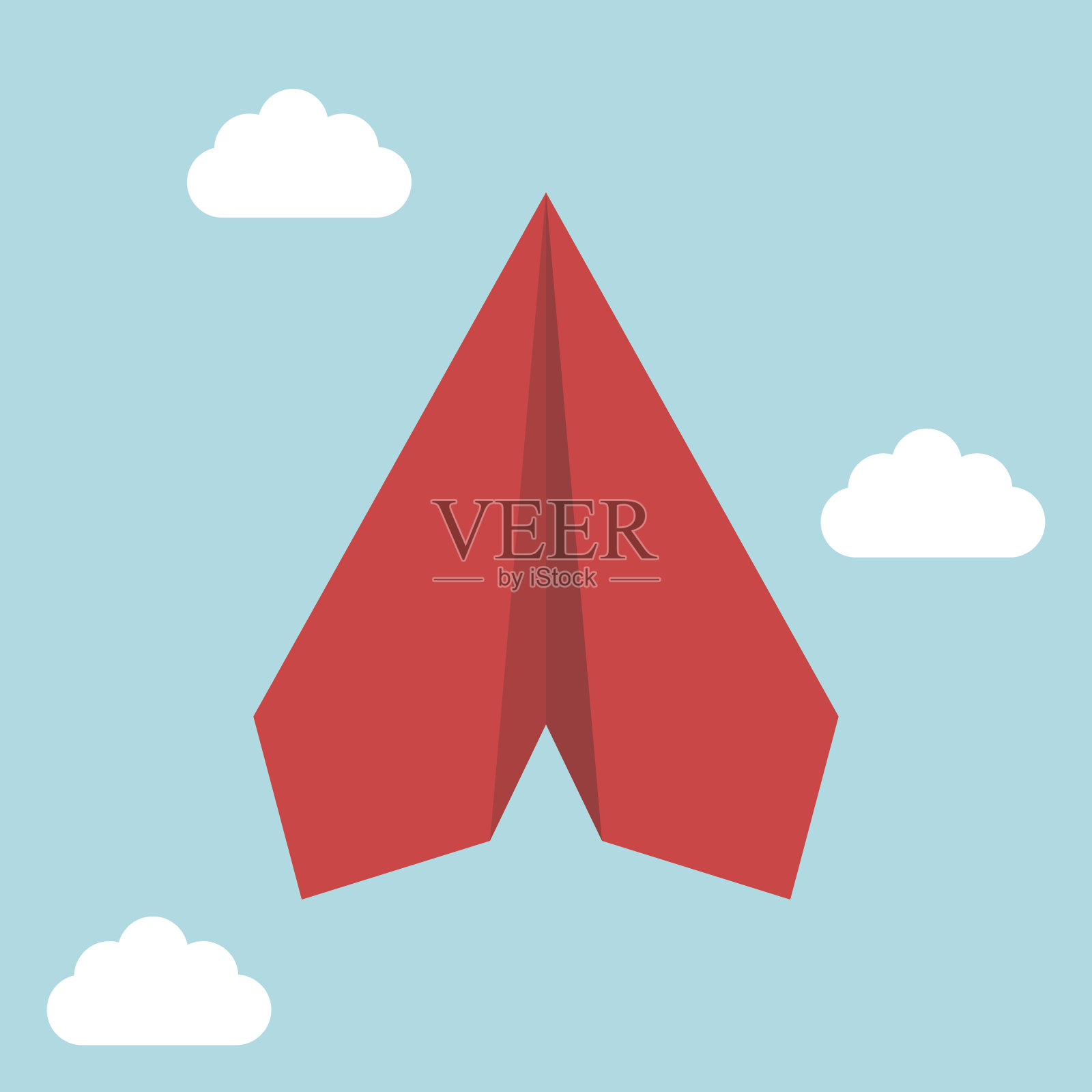 红色飞行纸飞机插画图片素材