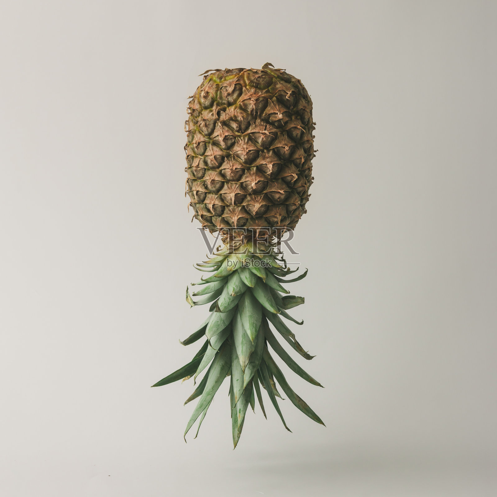 明亮背景上的成熟菠萝。最小的水果的概念。照片摄影图片