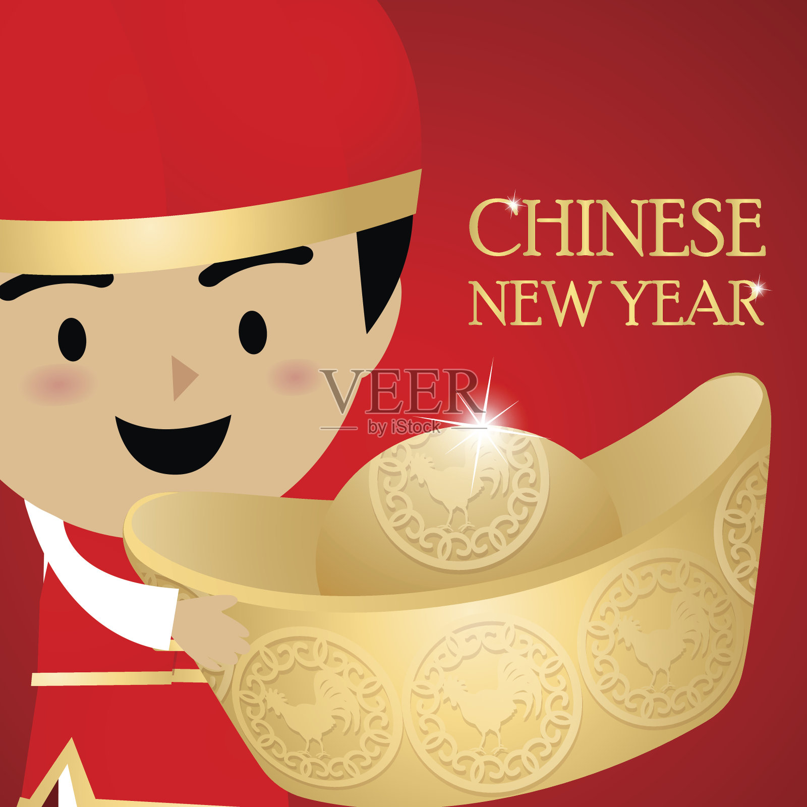 红色背景的中国新年插画图片素材