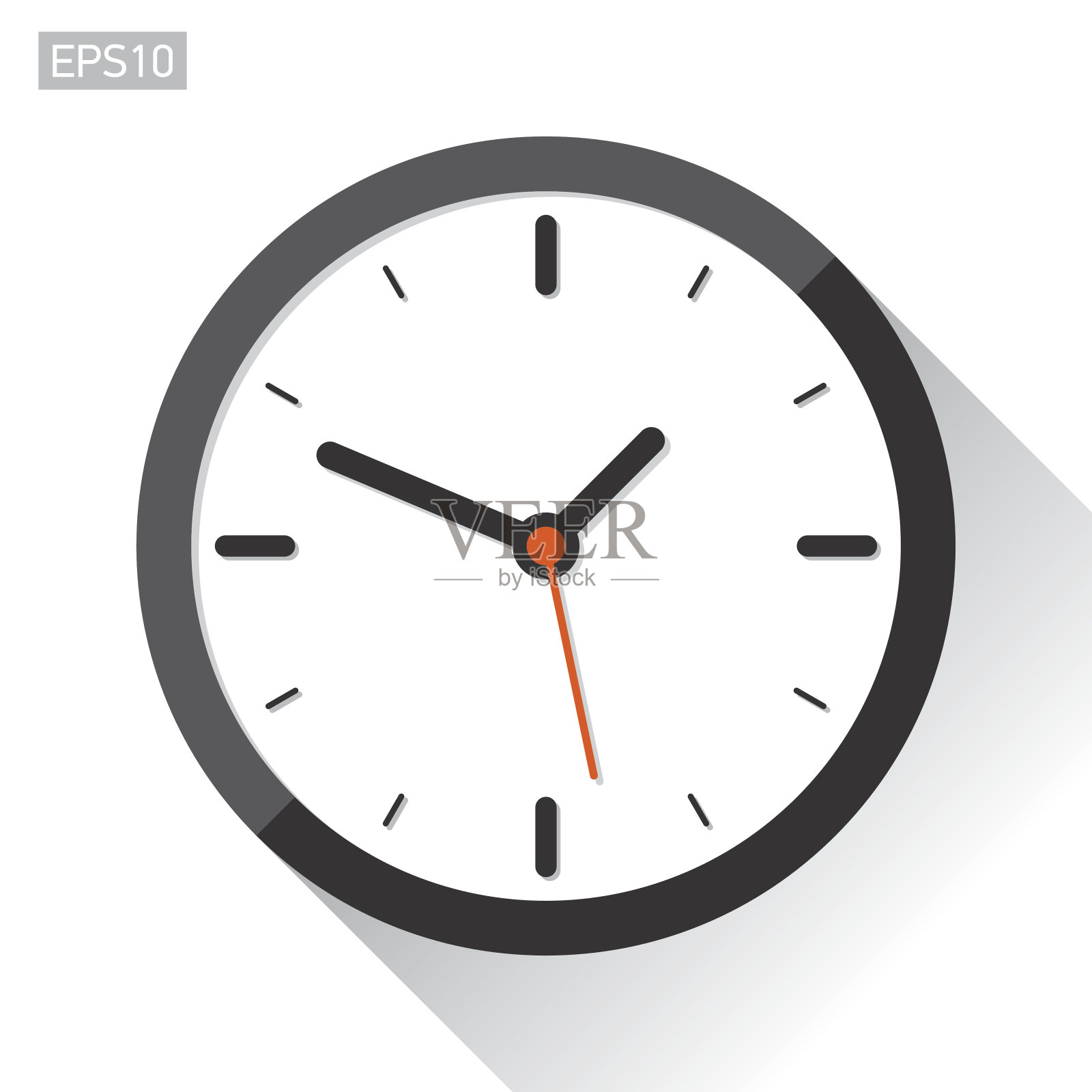 时钟图标在平面风格，计时器在白色背景。矢量设计元素插画图片素材
