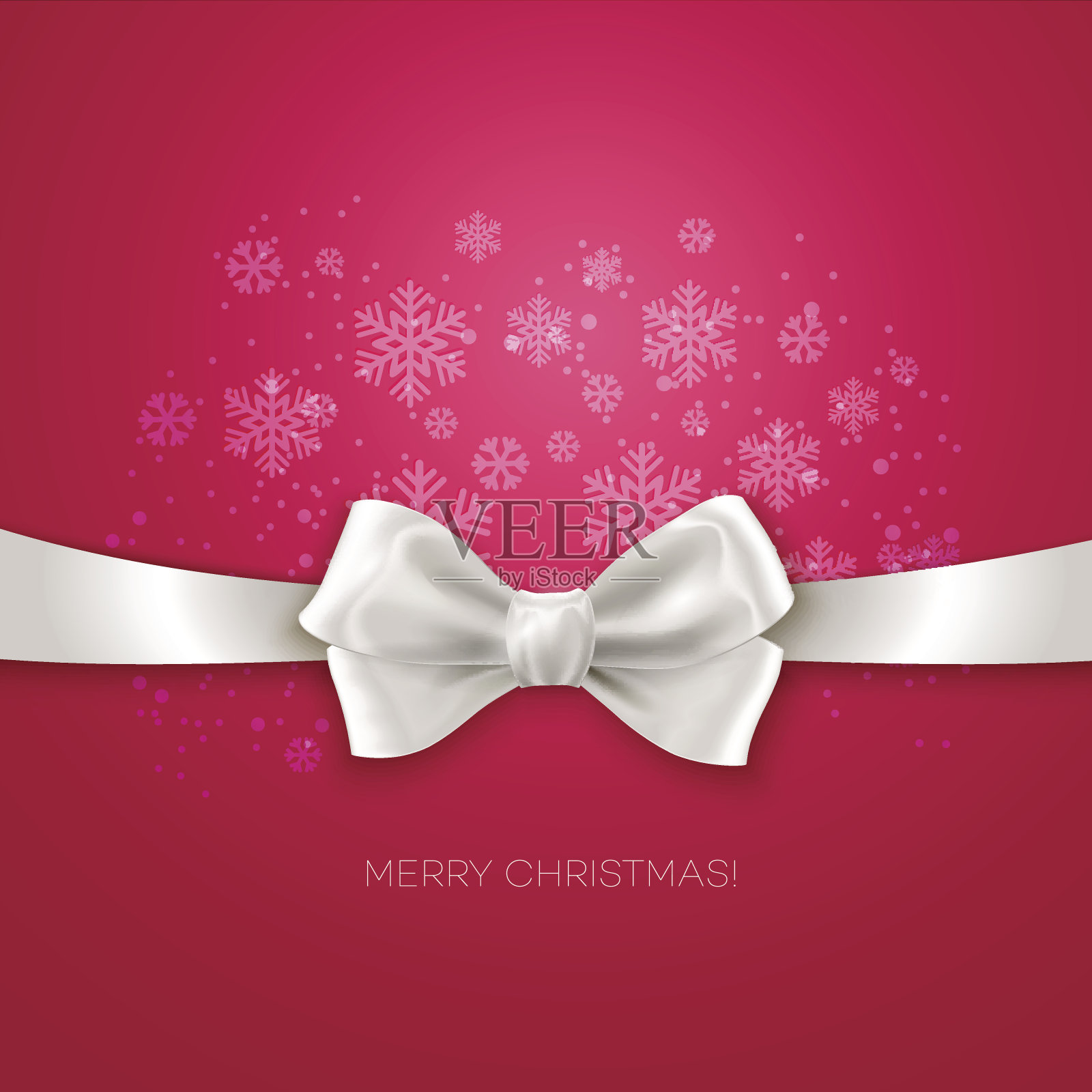 粉色圣诞背景丝带与白色丝绸蝴蝶结插画图片素材