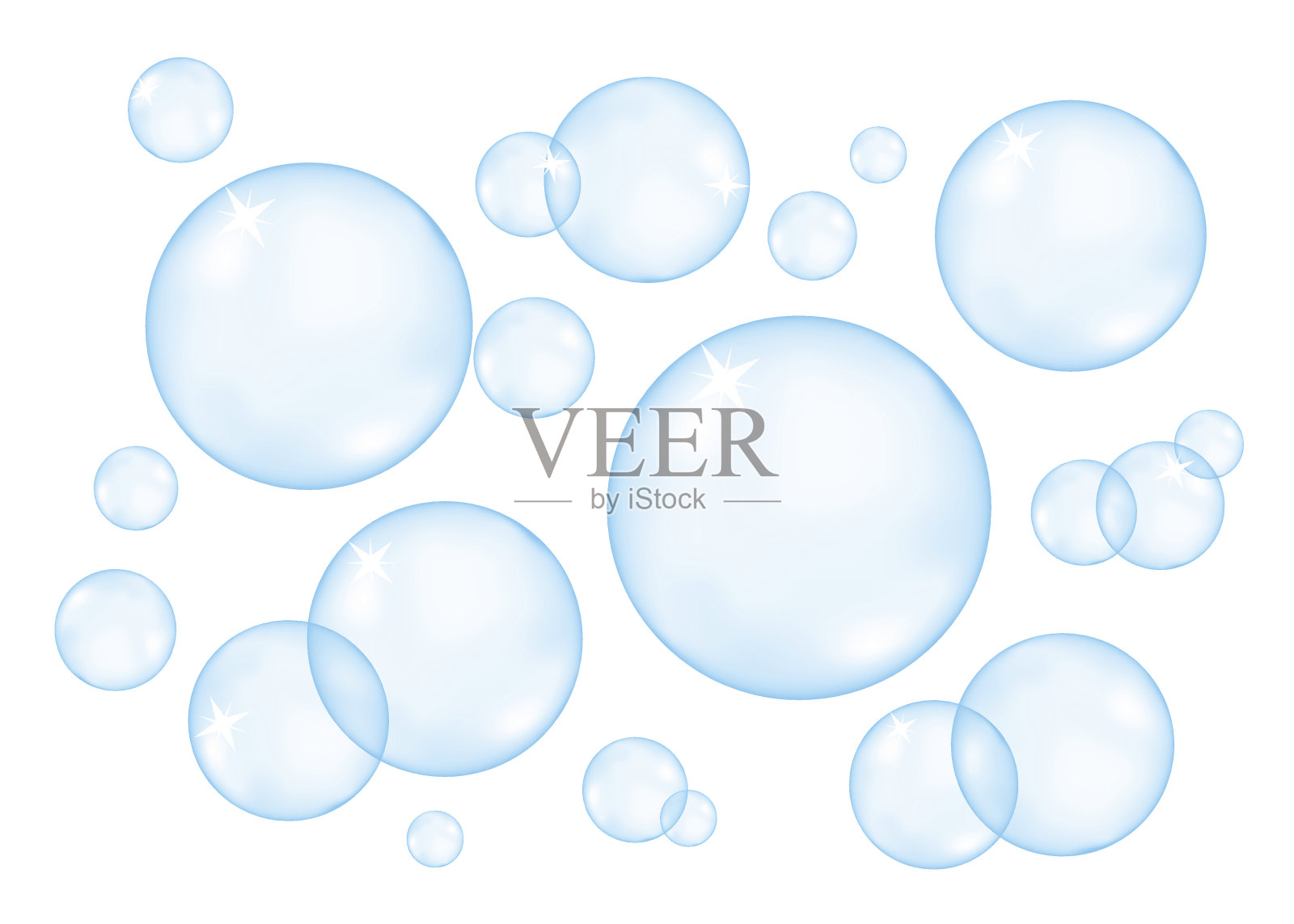 水下气泡的氧蓝色气泡嘶嘶作响的水。插画图片素材