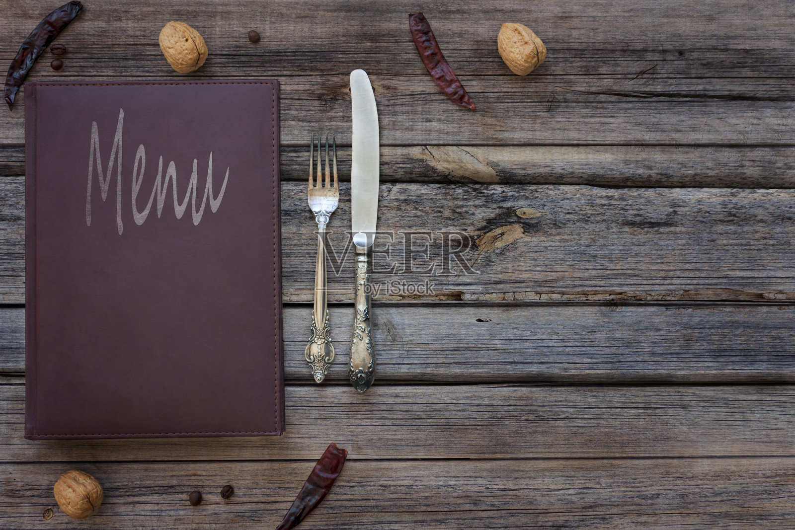 复古餐厅菜单上的乡村木材背景照片摄影图片