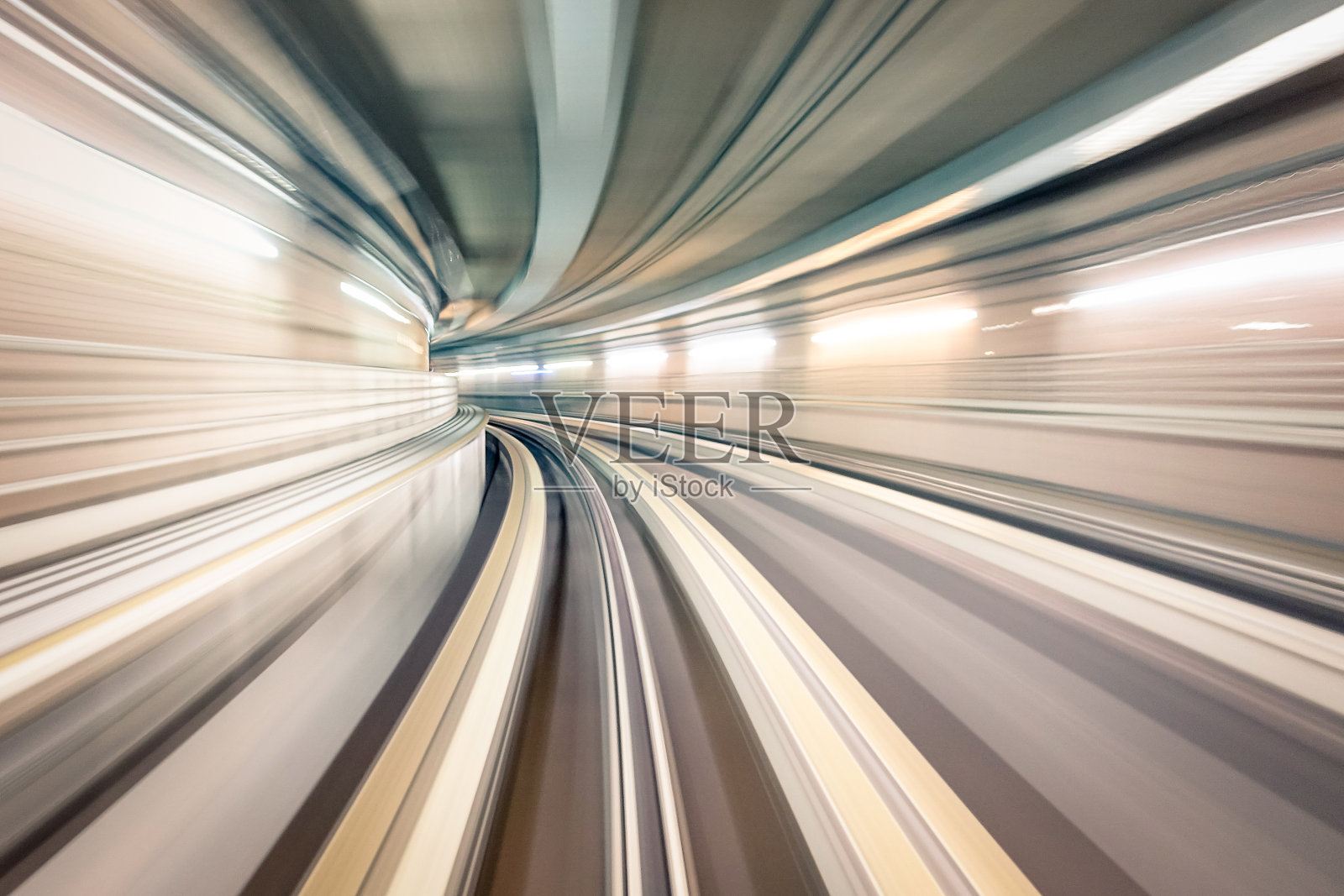 地铁地铁地下隧道与模糊的轨道画廊照片摄影图片