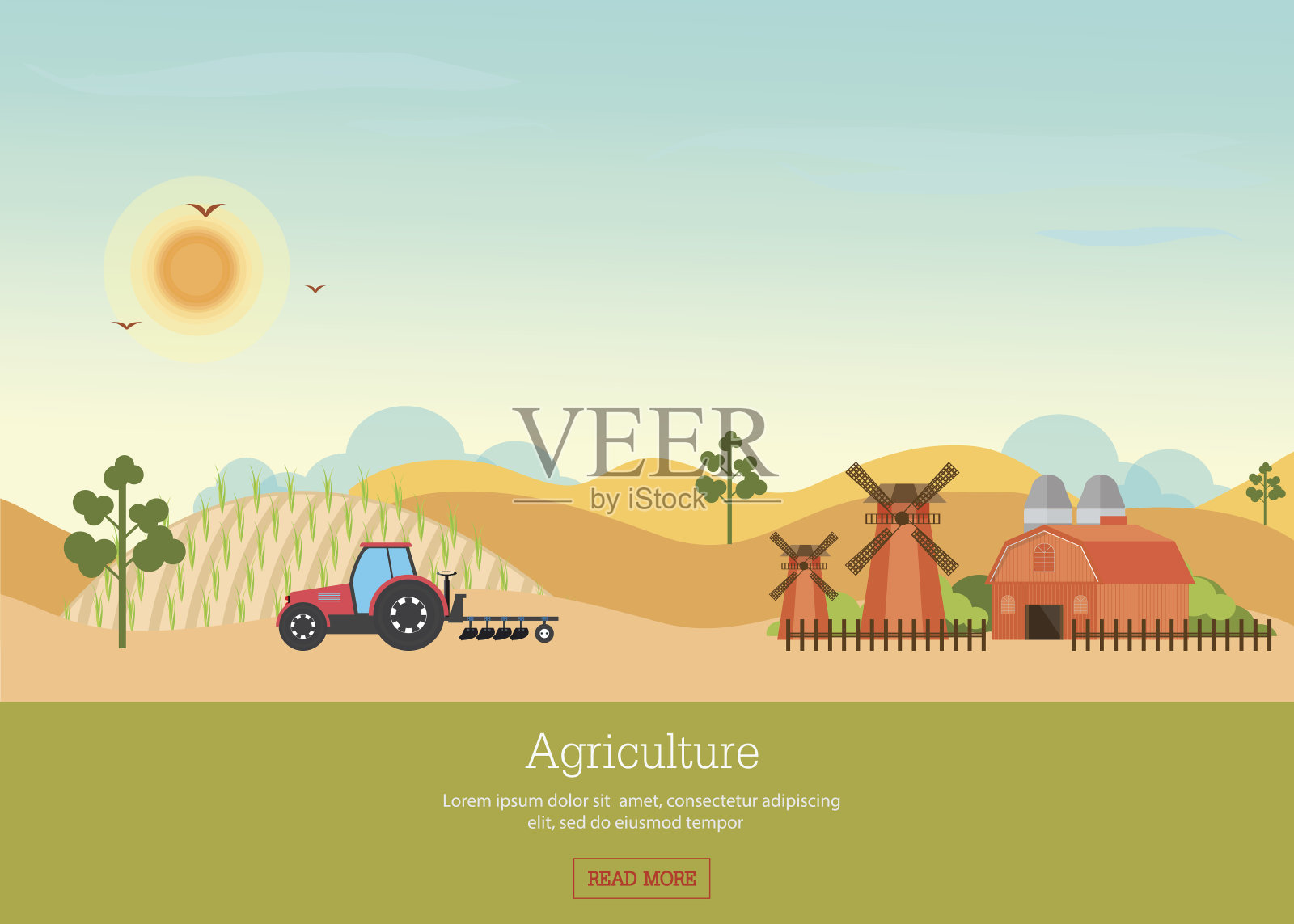有有机产品的农业和农场。插画图片素材