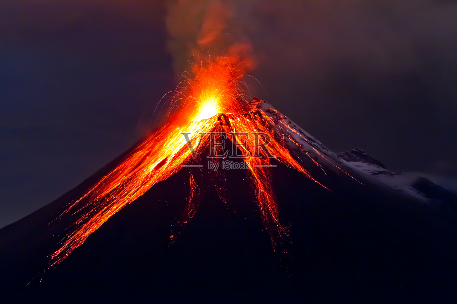 通古拉瓦火山喷发长时间暴露着熔岩照片摄影图片
