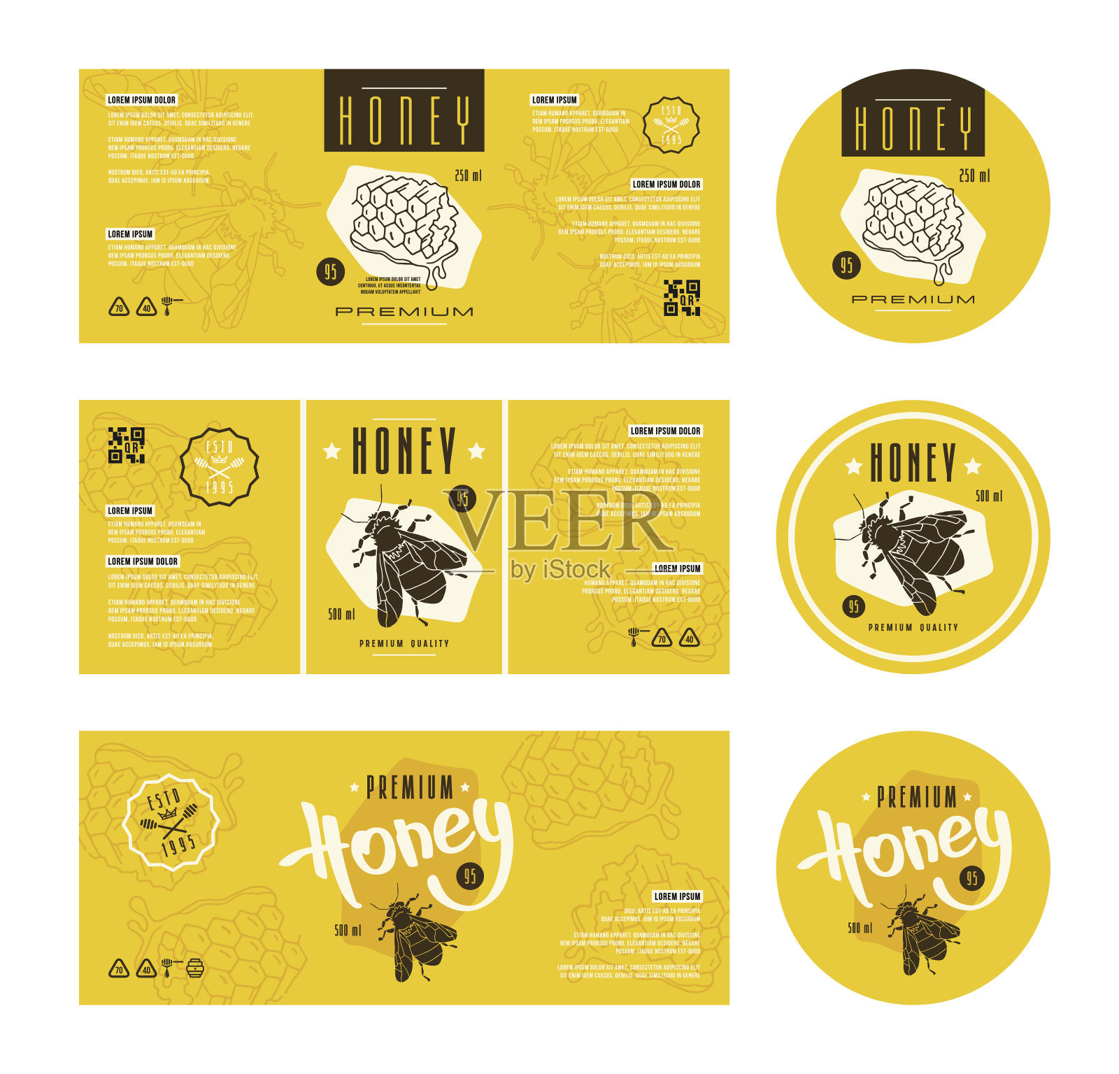 蜂蜜标签模板插画图片素材