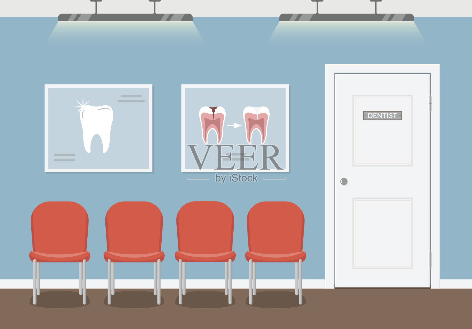 牙科诊所病人等候室。插画图片素材