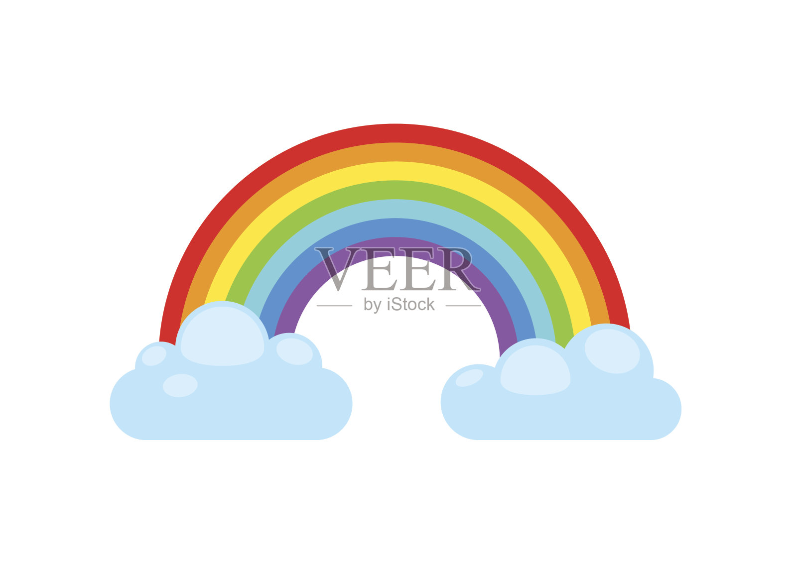 彩虹和云层。自然光谱信号。天气曲线，图形符号。设计元素图片