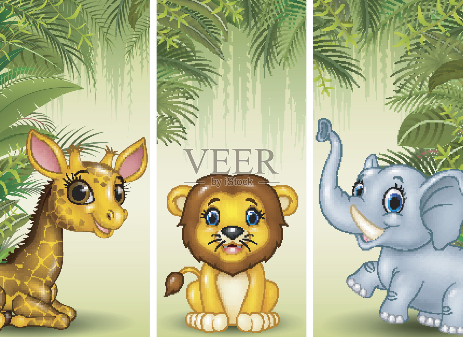 三只非洲动物插画图片素材