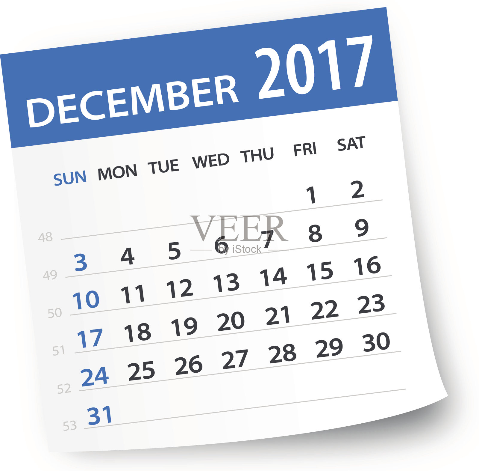 2017年12月日历页-插图设计模板素材