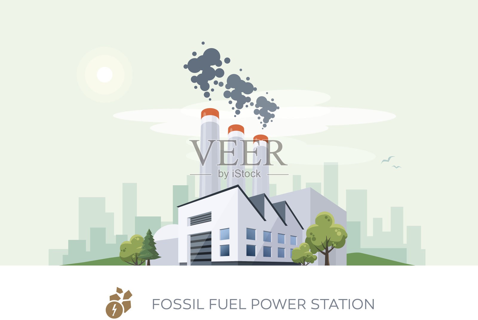 化石燃料发电厂插画图片素材