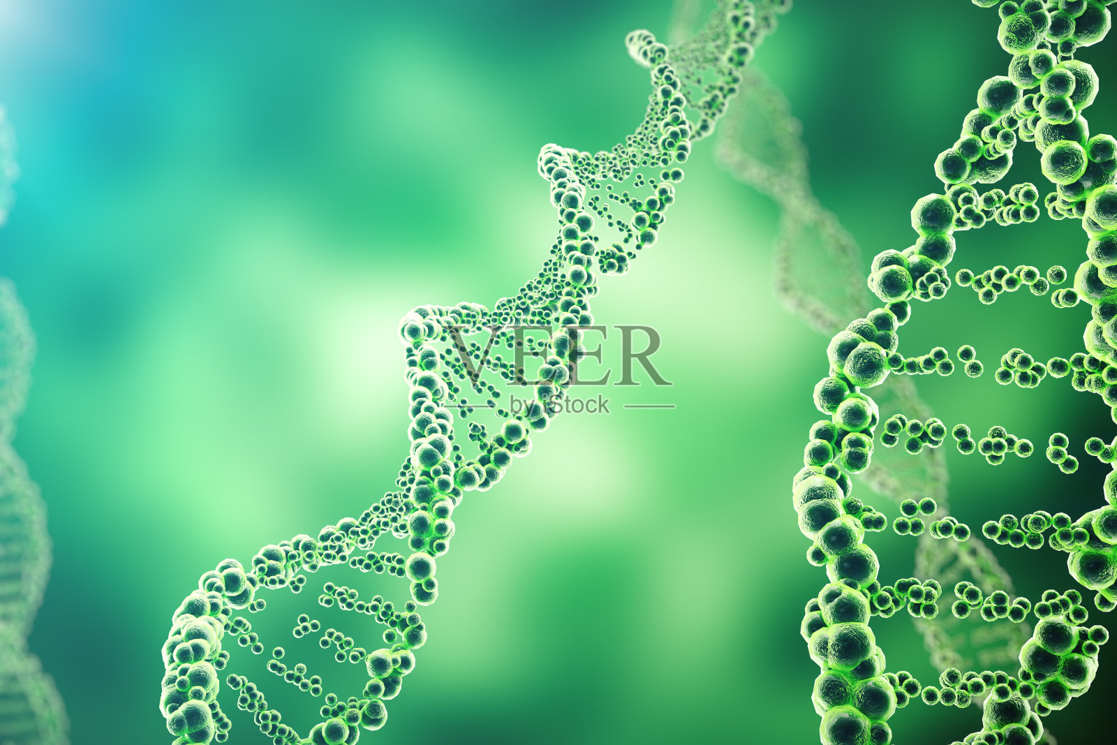 数字插图DNA结构在彩色背景。医学三维概念插画图片素材