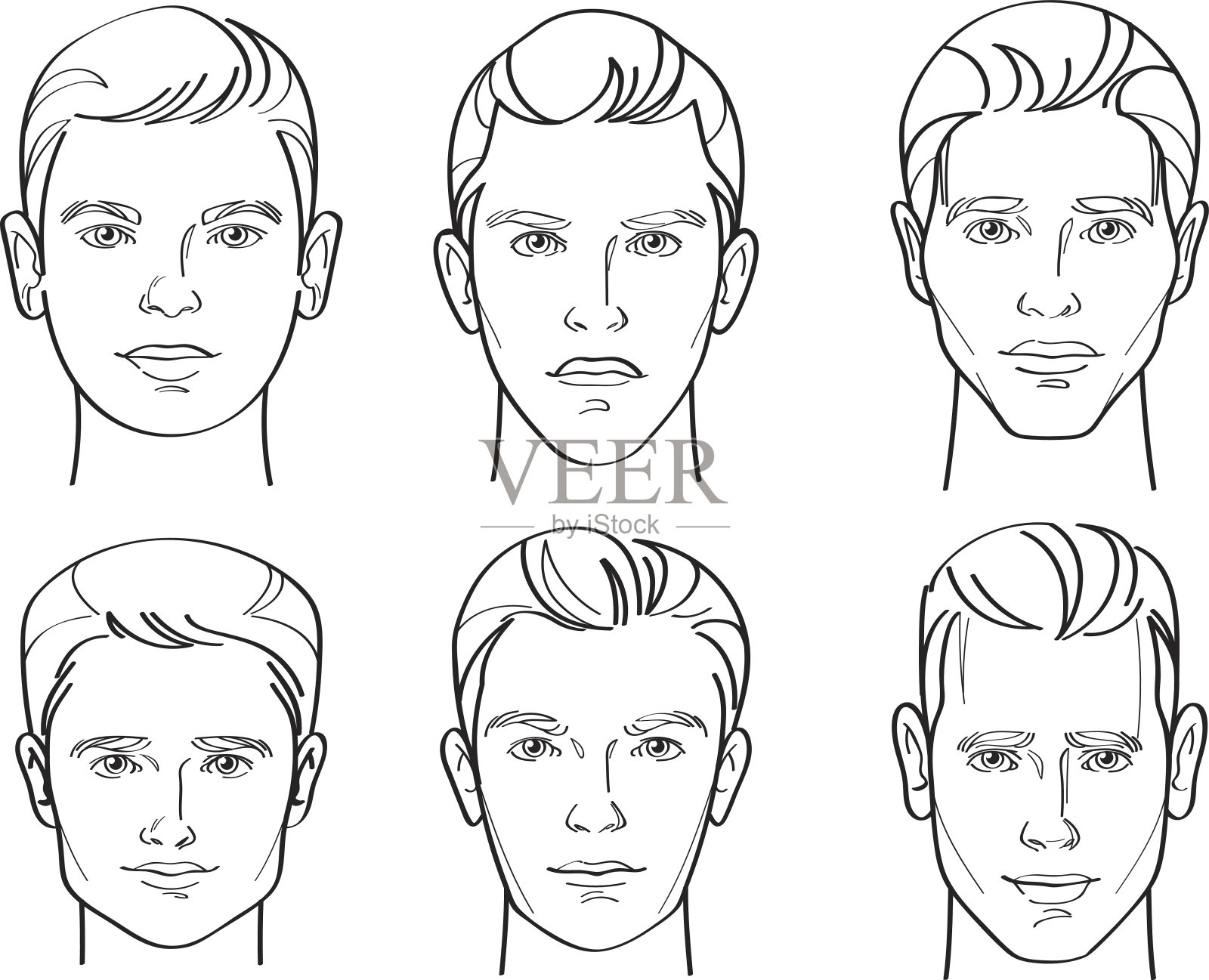 男士脸型线绘制插图设计元素图片