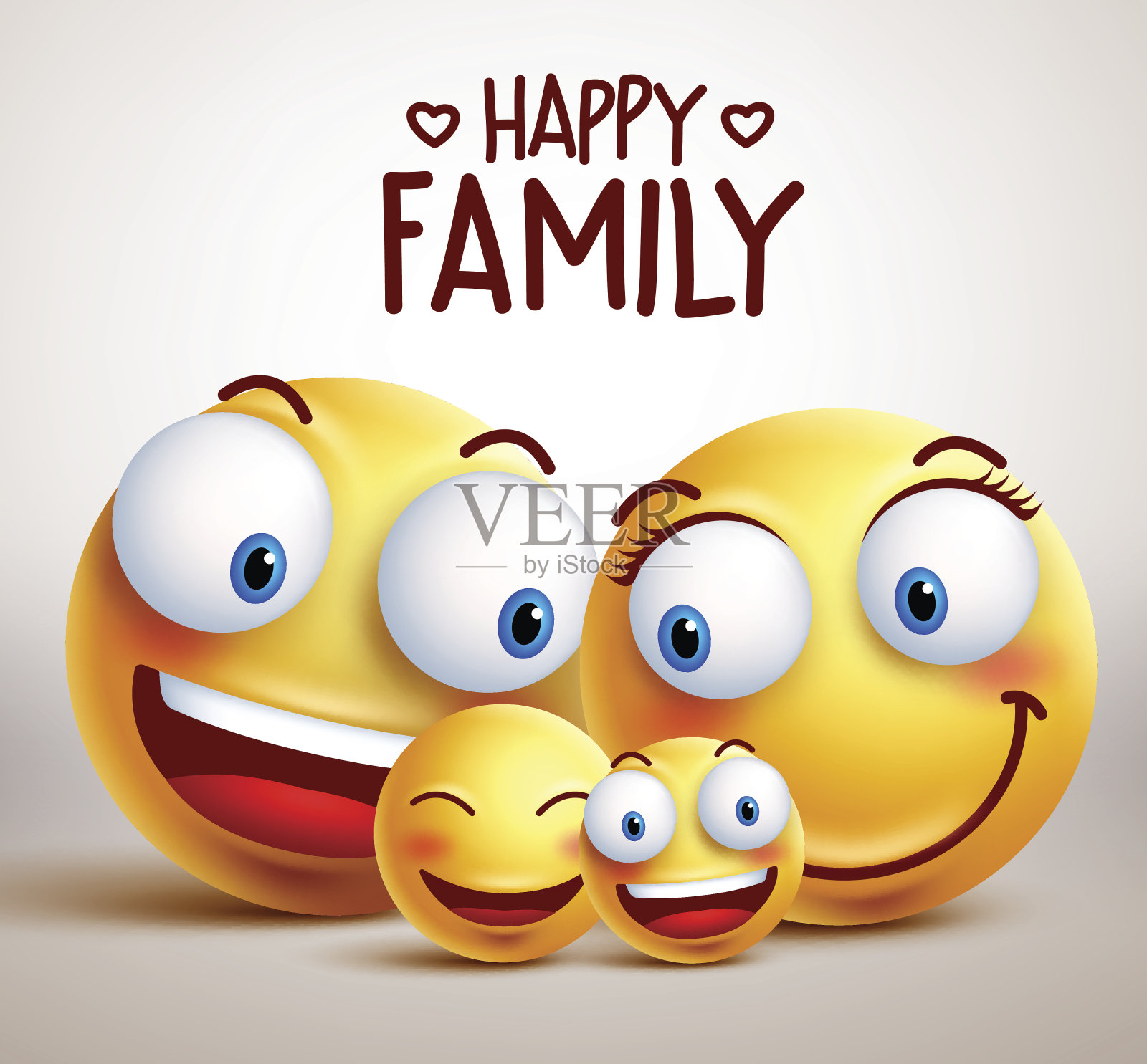 幸福家庭笑脸矢量字符在一起插画图片素材