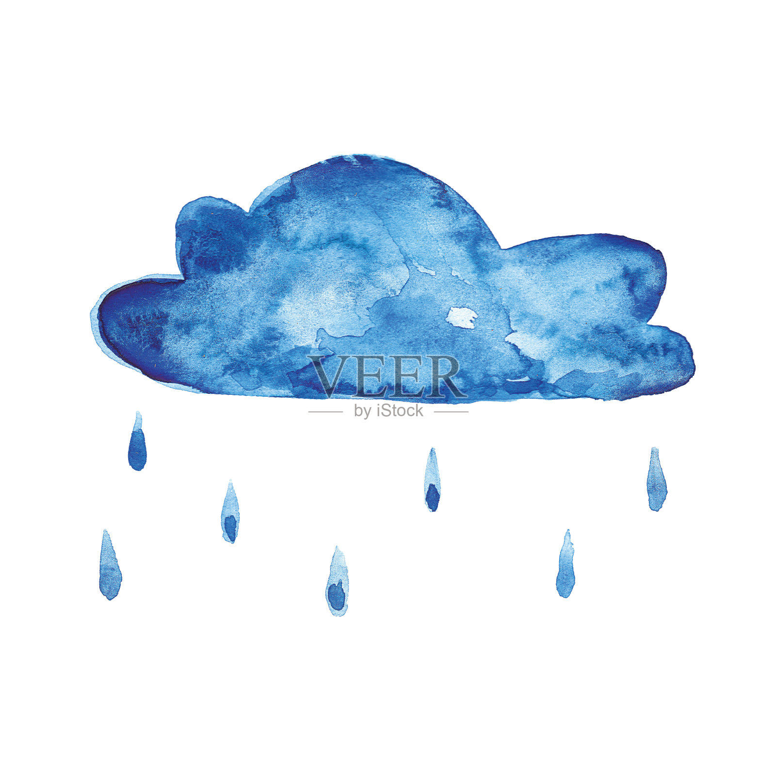 雨云的水彩图标插画图片素材