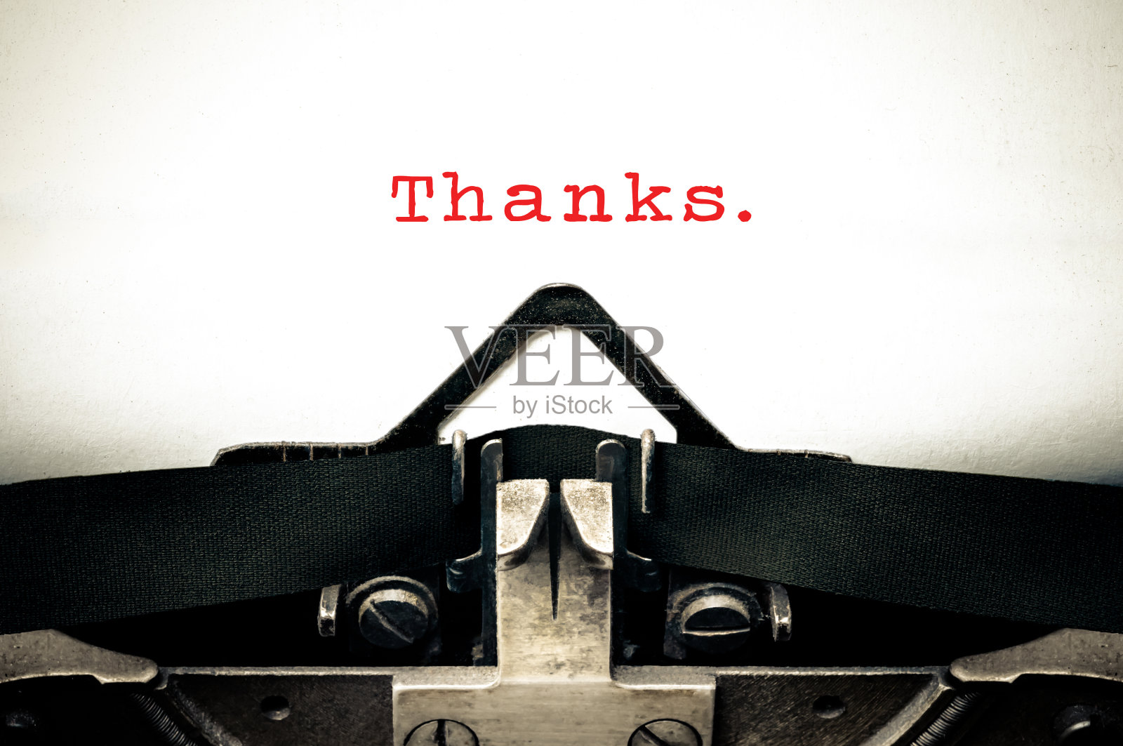 写着“谢谢”的打字机照片摄影图片