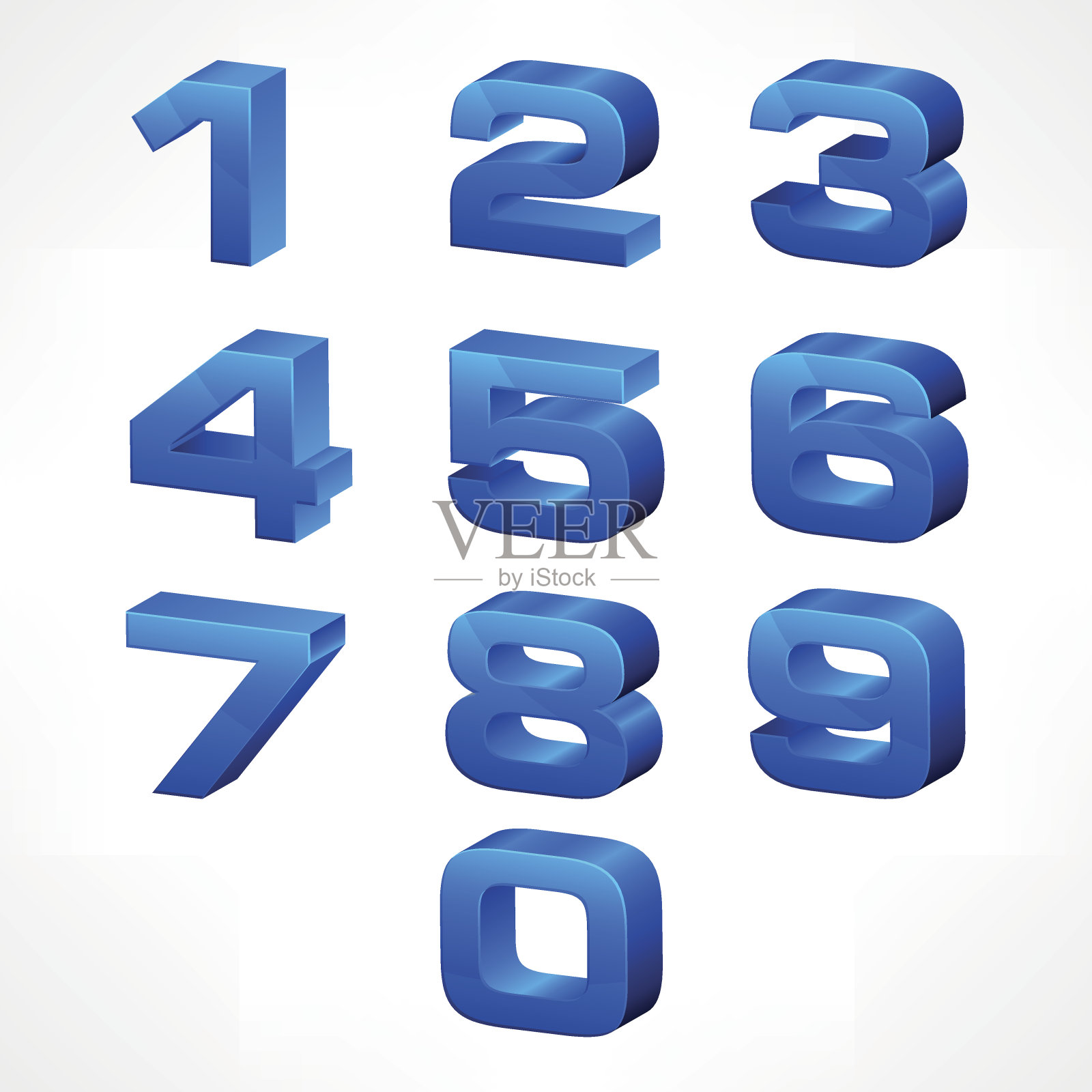 蓝色的字母等距数字设计元素图片