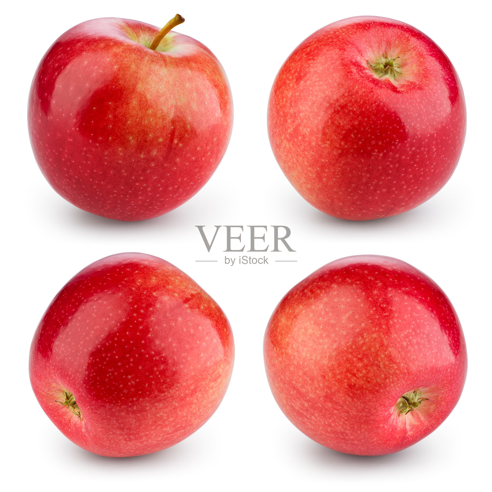 新鲜的红苹果，孤立在白色上。收集。与剪切路径照片摄影图片