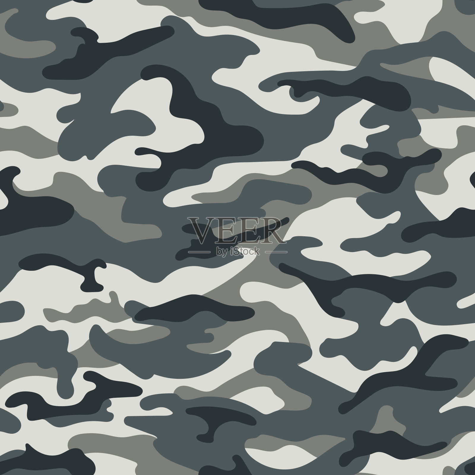 军用迷彩无缝图案，灰色。矢量图插画图片素材