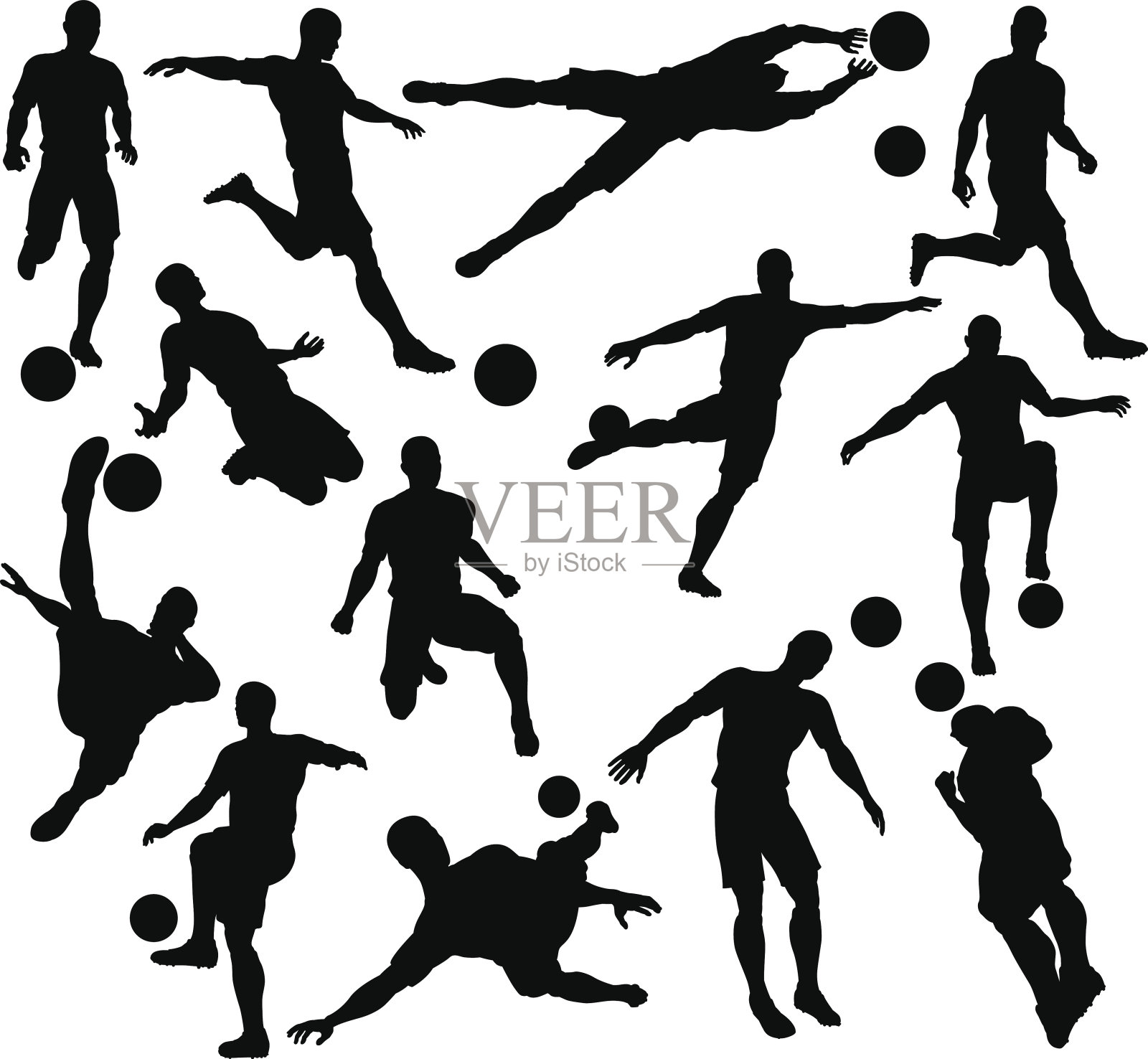 足球运动员剪影插画图片素材