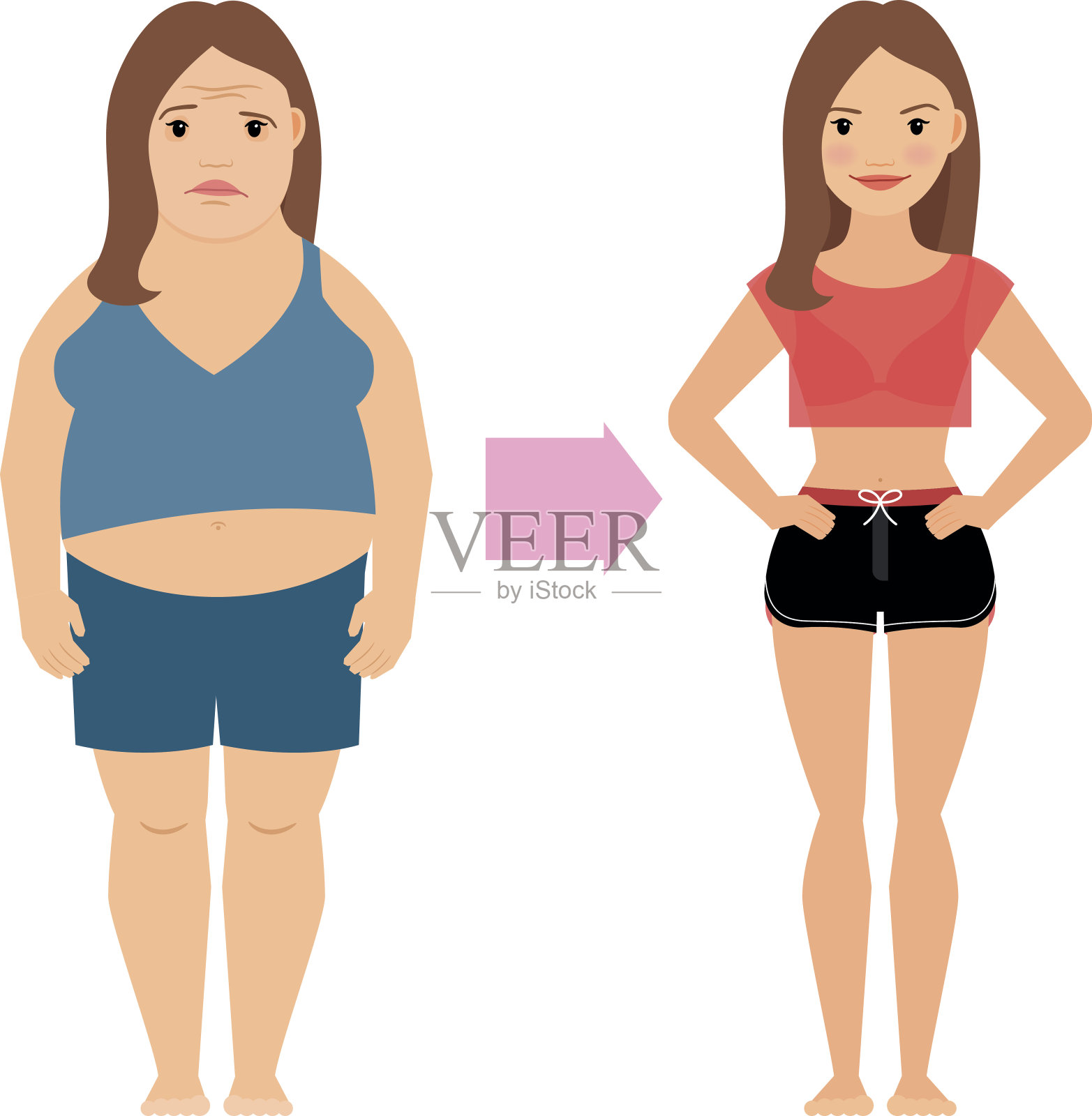 女性减肥成功插画图片素材