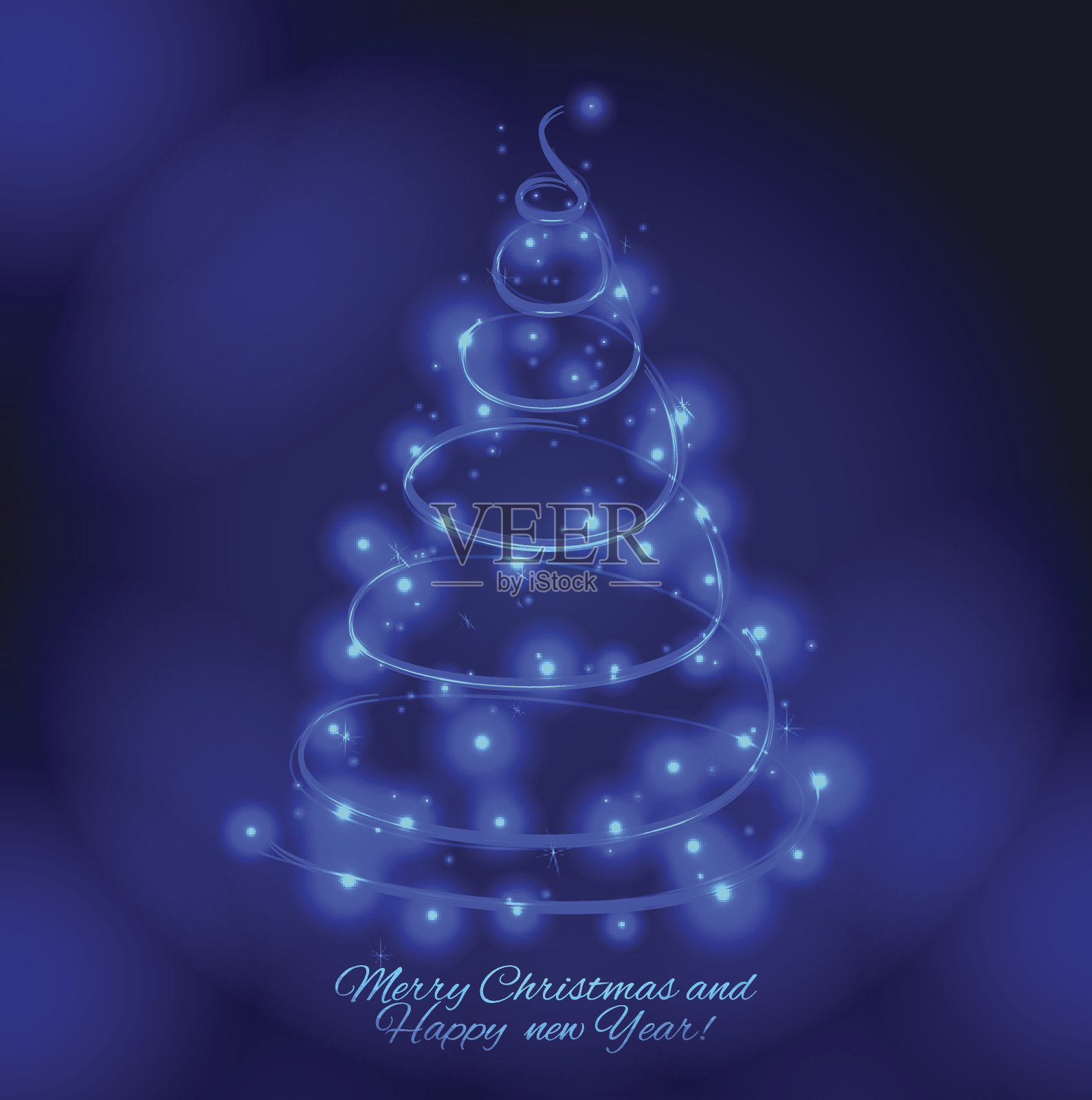 用亮闪闪的东西和彩灯做成的抽象圣诞树。插画图片素材