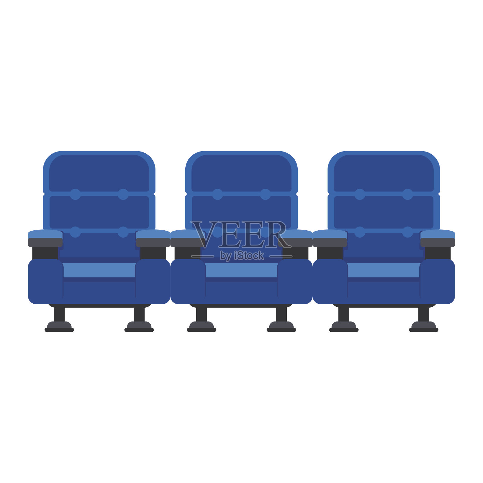 三个蓝色的椅子插画图片素材